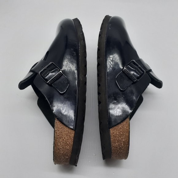 SOLD ON EBAY Birkenstock Boston Mules Patent Leather Sz 39 (8-8.5) Narrow - Picture 11 of 13